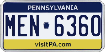 PA license plate MEN6360
