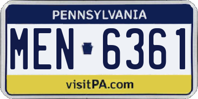 PA license plate MEN6361
