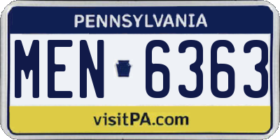 PA license plate MEN6363