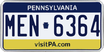 PA license plate MEN6364