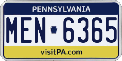 PA license plate MEN6365