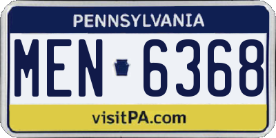 PA license plate MEN6368