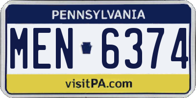 PA license plate MEN6374