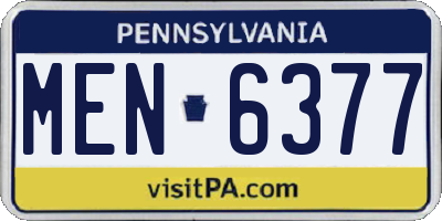 PA license plate MEN6377