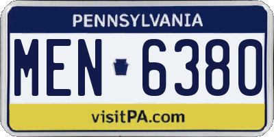 PA license plate MEN6380