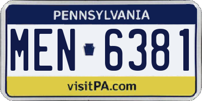 PA license plate MEN6381