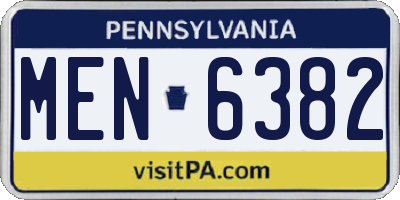 PA license plate MEN6382
