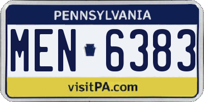 PA license plate MEN6383