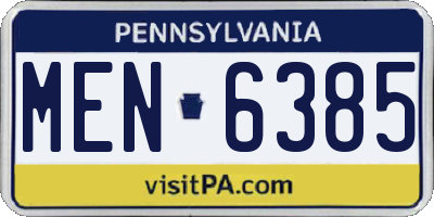 PA license plate MEN6385