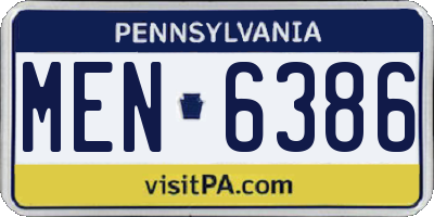 PA license plate MEN6386