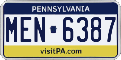PA license plate MEN6387