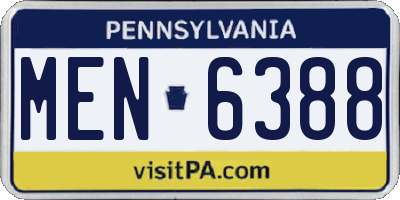 PA license plate MEN6388