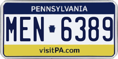 PA license plate MEN6389