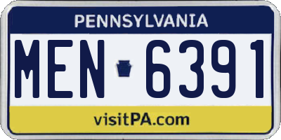 PA license plate MEN6391