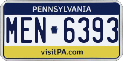 PA license plate MEN6393