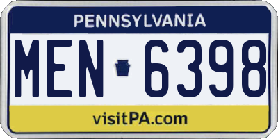 PA license plate MEN6398