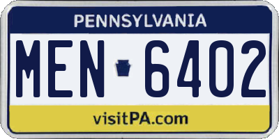 PA license plate MEN6402