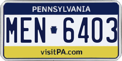 PA license plate MEN6403
