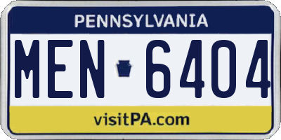 PA license plate MEN6404