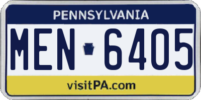 PA license plate MEN6405