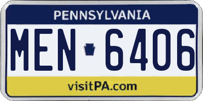 PA license plate MEN6406