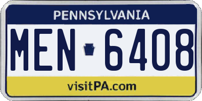PA license plate MEN6408