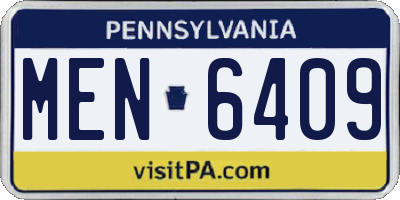 PA license plate MEN6409
