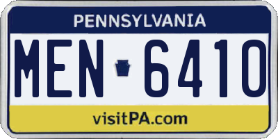 PA license plate MEN6410