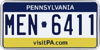 PA license plate MEN6411