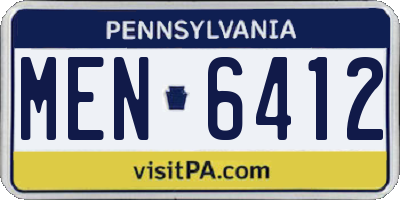 PA license plate MEN6412