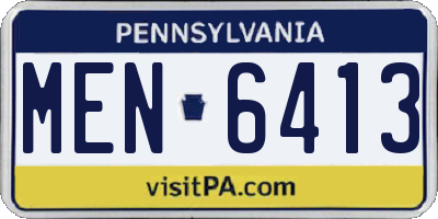 PA license plate MEN6413