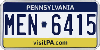 PA license plate MEN6415
