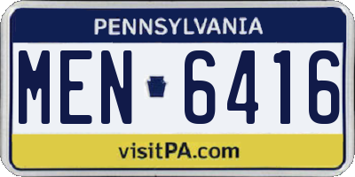 PA license plate MEN6416