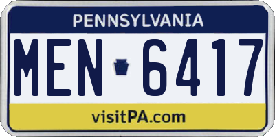 PA license plate MEN6417