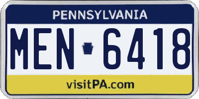 PA license plate MEN6418