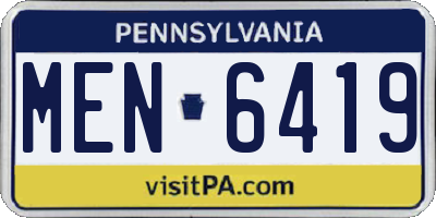 PA license plate MEN6419