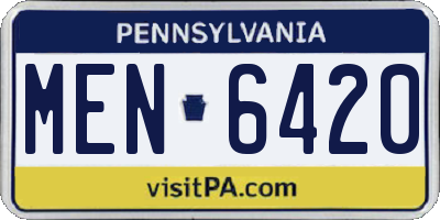 PA license plate MEN6420