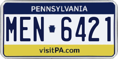 PA license plate MEN6421