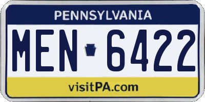 PA license plate MEN6422