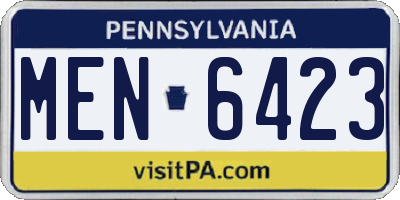 PA license plate MEN6423