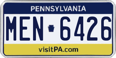 PA license plate MEN6426