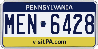 PA license plate MEN6428
