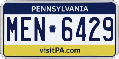 PA license plate MEN6429