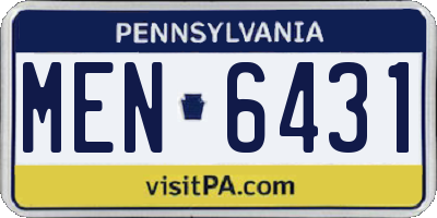PA license plate MEN6431