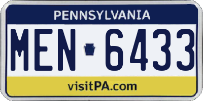 PA license plate MEN6433