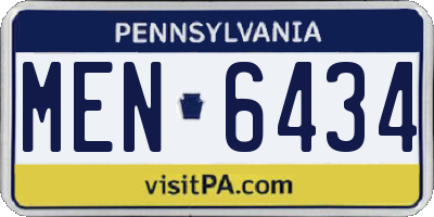 PA license plate MEN6434