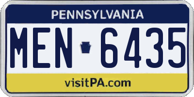 PA license plate MEN6435