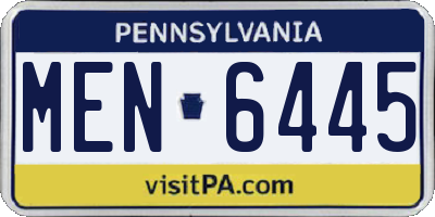 PA license plate MEN6445