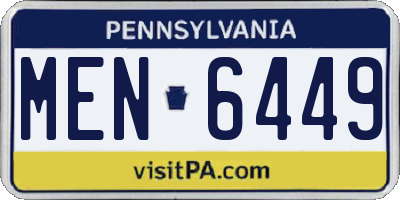 PA license plate MEN6449