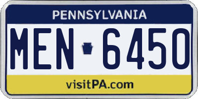 PA license plate MEN6450